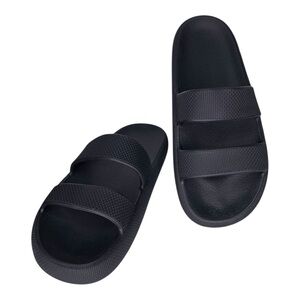 Pink Victoria's Secret Double Strap Pillow Slides Pure Black Size L 9-10